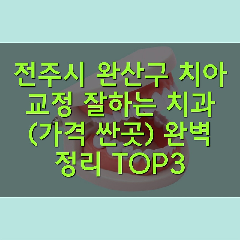 전주시 완산구 치아 교정 잘하는 치과 (가격 싼곳) 완벽 정리 TOP3