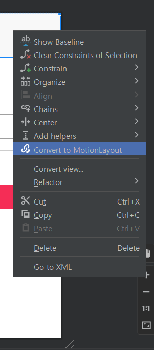 [Android Studio] Motion Layout을 이용한 레이아웃 동작 움직임 추가(접었다 폈다 하기)
