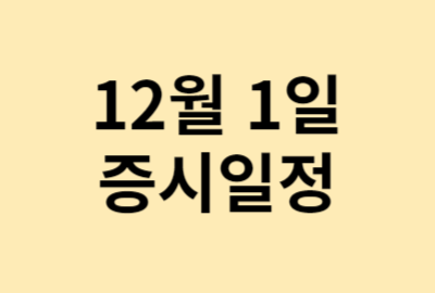 12월 1일 증시일정