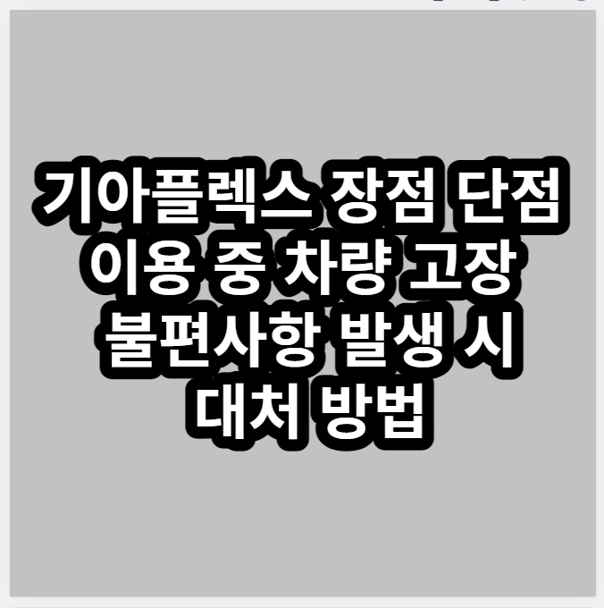 기아플렉스 장점 단점 이용 중 차량 고장 및 불편사항 발생 시 대처 방법
