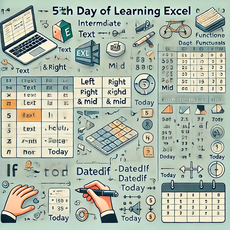 [Excel Study] #5 - 중급 함수 학습 (텍스트, 논리, 날짜 함수)