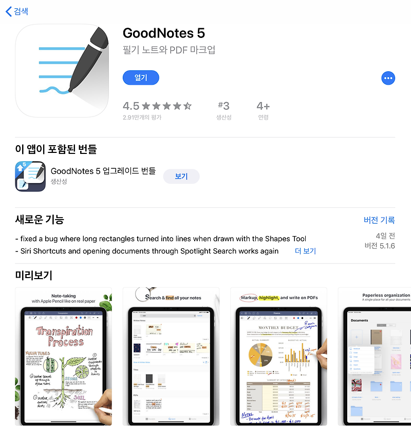 아이패드 어플 추천 ] 굿노트5(Goodnotes) 살펴보기 1