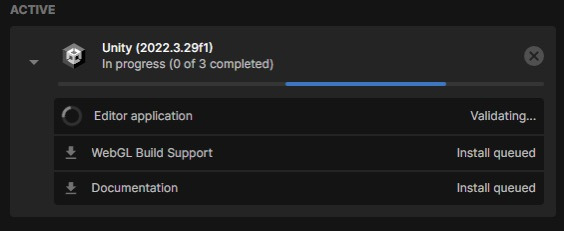 Unity editor install validation 무한 부팅 문제