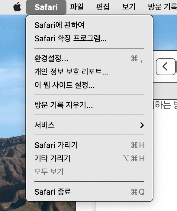 맥북 사파리(safari) 팝업차단 해결하기