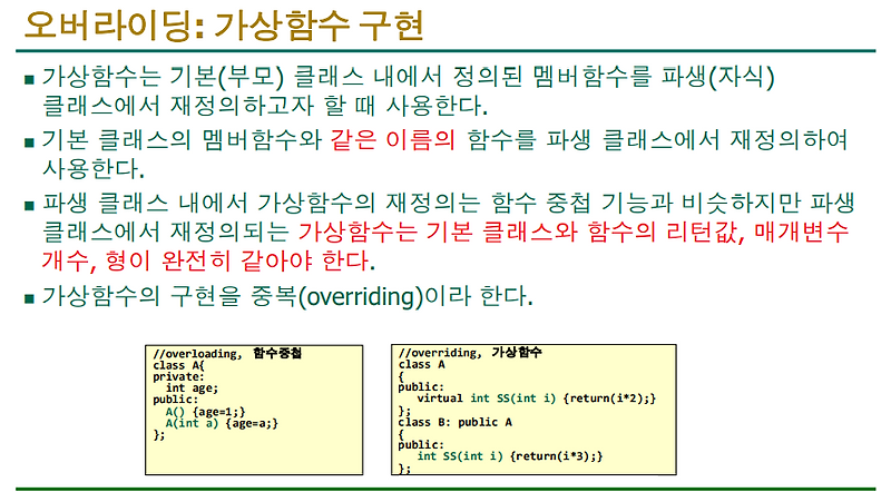 C++ - overriding, 가상함수(virtual function)