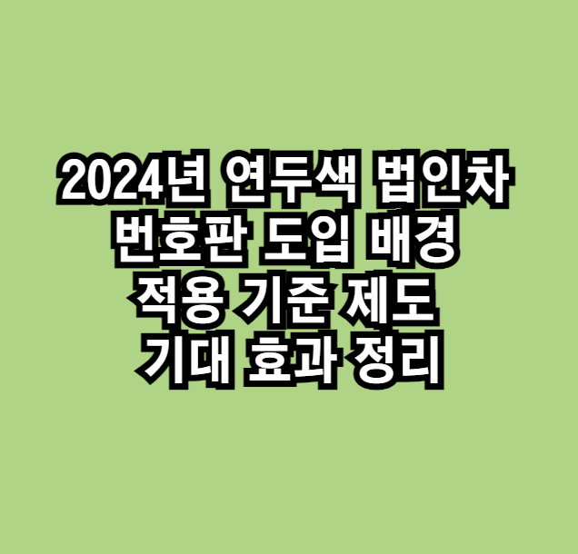 2024년 연두색 법인차 번호판 도입 배경 적용 기준 제도 기대 효과 정리