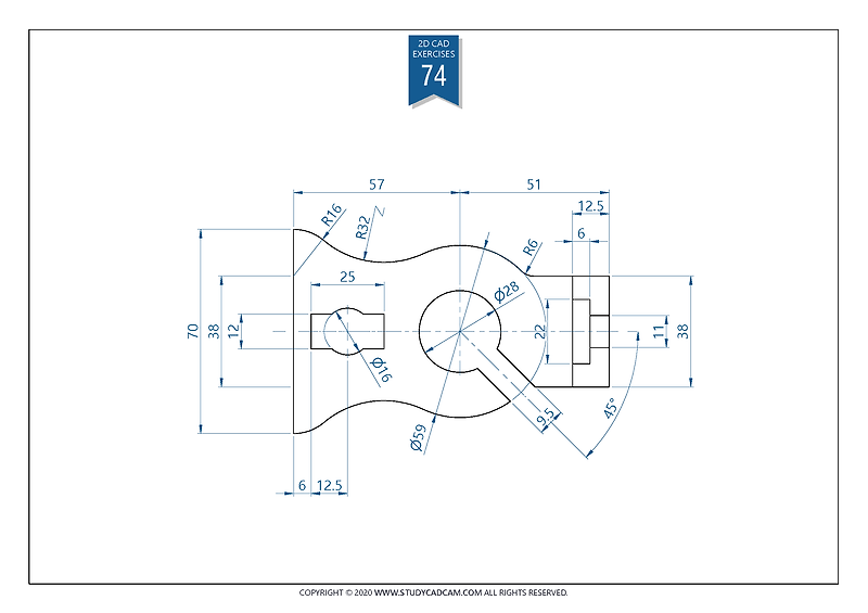 스터디캐드캠(STUDYCADCAM) :: 2D 오토캐드 연습도면(2D CAD EXERCISES) 74