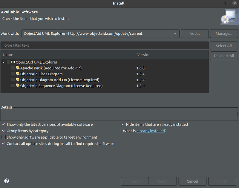 eclipse how to install objectaid uml explorer