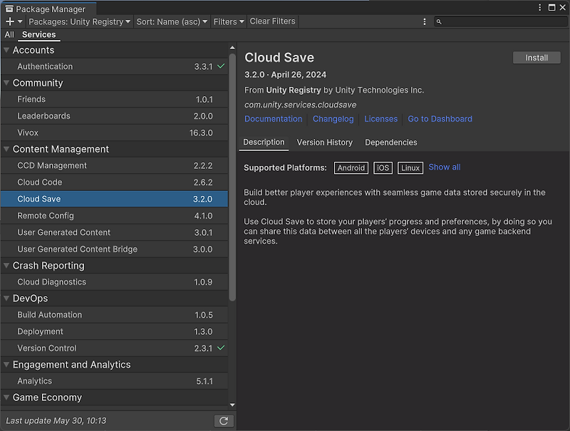 [Unity/UGS] Cloud Save로 데이터 저장/불러오기