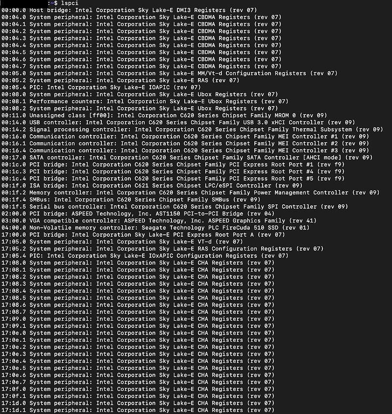 Linux lspci benjamin s note