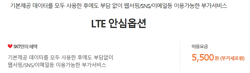 SKT LTE 안심옵션에 대하여 알아보아요.