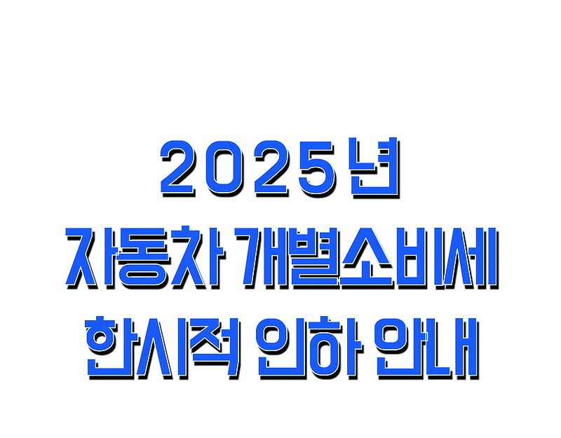 2025년 자동차 개별소비세 30% 한시적 인하