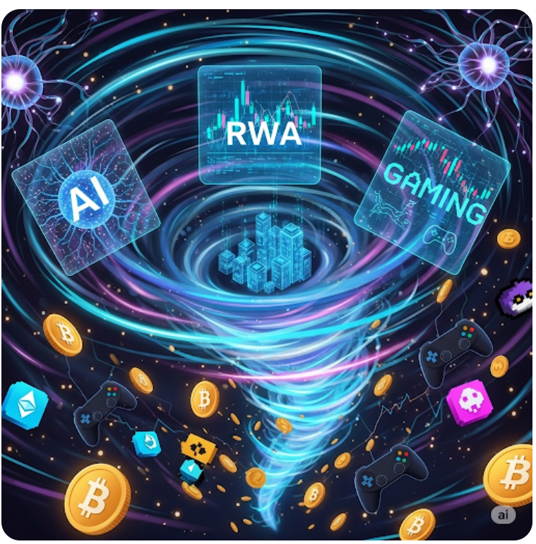 코인 시장을 휩쓰는 '태풍의 눈' 테마는? (AI, RWA, 게이밍 급등주 분석)