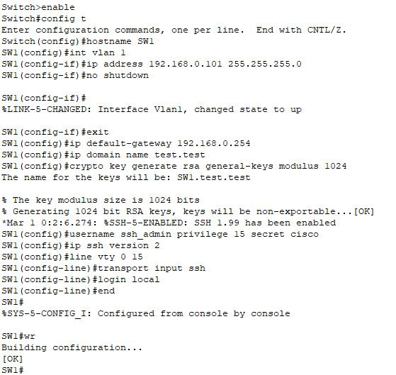 Cisco Switch Name, Initial IP & SSH Configuration