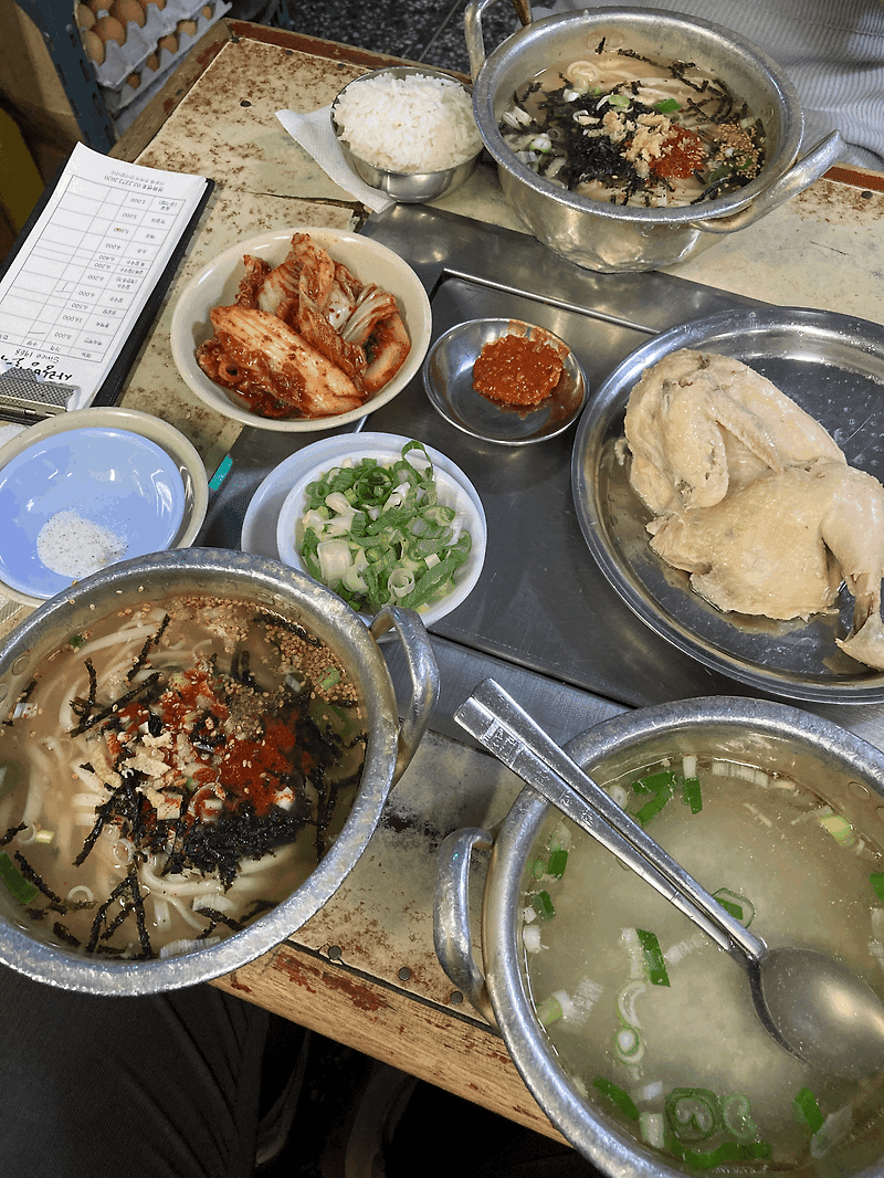Korean traditional chicken dishes and noodles