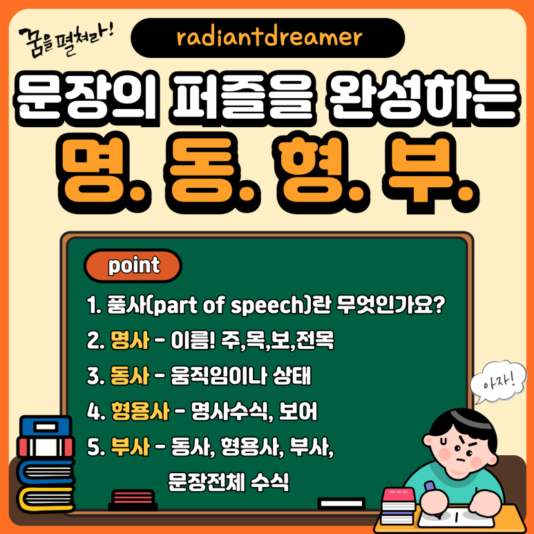 명사, 동사, 형용사, 부사 - 문장의 퍼즐을 완성하는 네 가지 조각