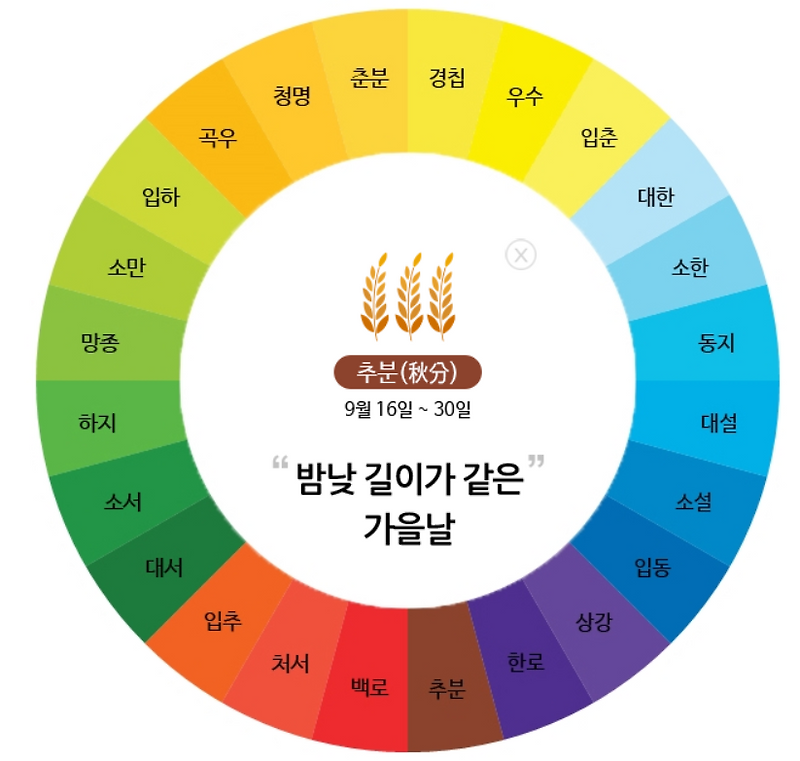 추분(秋分): 낮과 밤이 같아지는 가을의 중간점