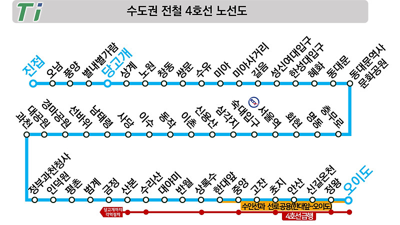 서울 4호선 첫차, 막차 시간표 (오이도 ~ 진접)(22-03-12일부)