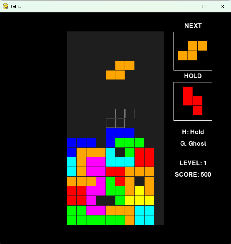 Claude 가 만들어 준 Tetris(python)