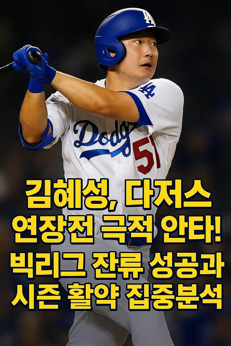 <b>김혜성</b>, 다저스 연장전 극적 안타! 빅리그 잔류 성공과 시즌... 