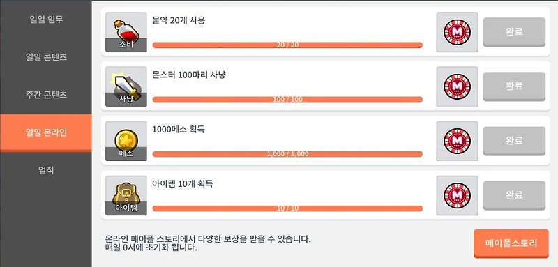 메이플 스토리m 유니온 등급 및 효과