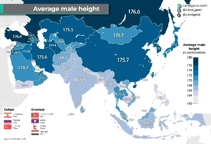 아시아 남성 평균 키 비교: 국가별, 지역별 차이와 특징 분석