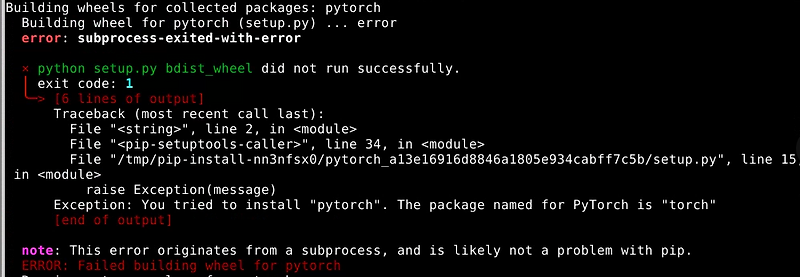 [에러 해결] error: subprocess-exited-with-error / 하나하나씩 설치하기