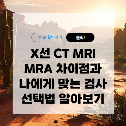 X선 CT MRI MRA 차이점과 나에게 맞는 검사 선택법 알아보기