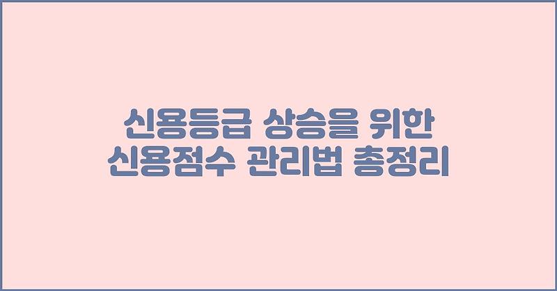 신용등급 상승을 위한 신용점수 관리법 총정리
