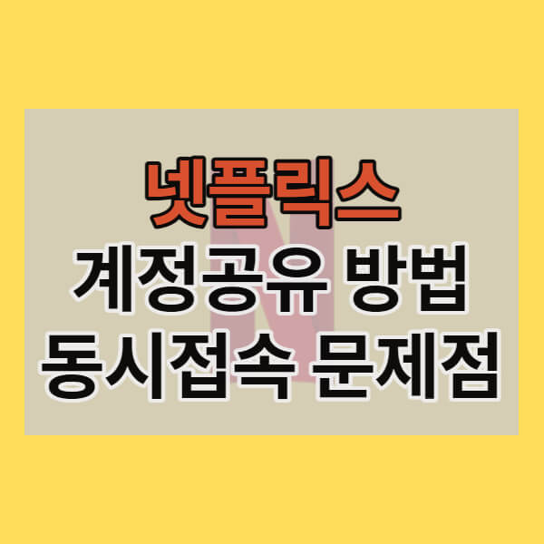 넷플릭스 계정공유 방법과 동시접속 주의사항