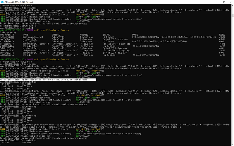[에러] 20200723 Fatal Error starting protocol stack datadir already