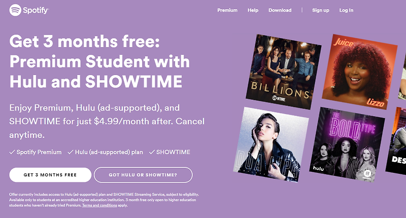 spotify premium showtime login