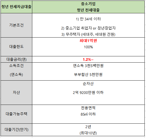 중소기업 청년 전세 자금 대출 ·