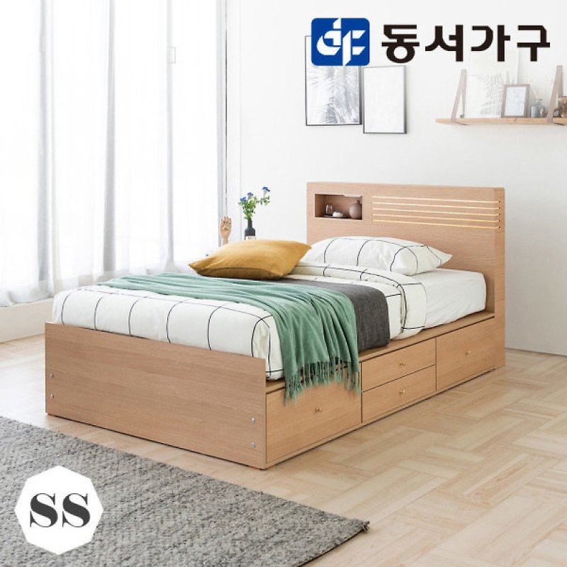 [상품리뷰] 동서가구 슈비 LED 4서랍 수납침대 슈퍼싱글 프레임 장점과 단점 (평점 4.5)