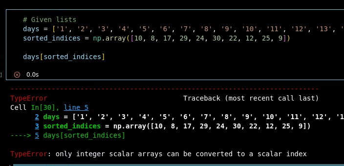 [에러 해결] TypeError: only integer scalar arrays can be converted to a ...