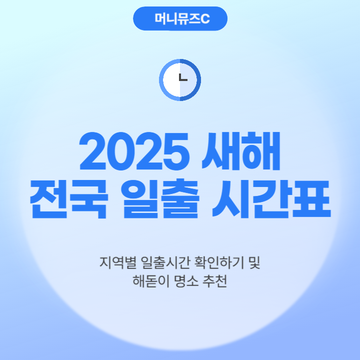 2025년 1월 1일 새해 전국 일출 일몰 시간표, 해돋이 명소 총정리