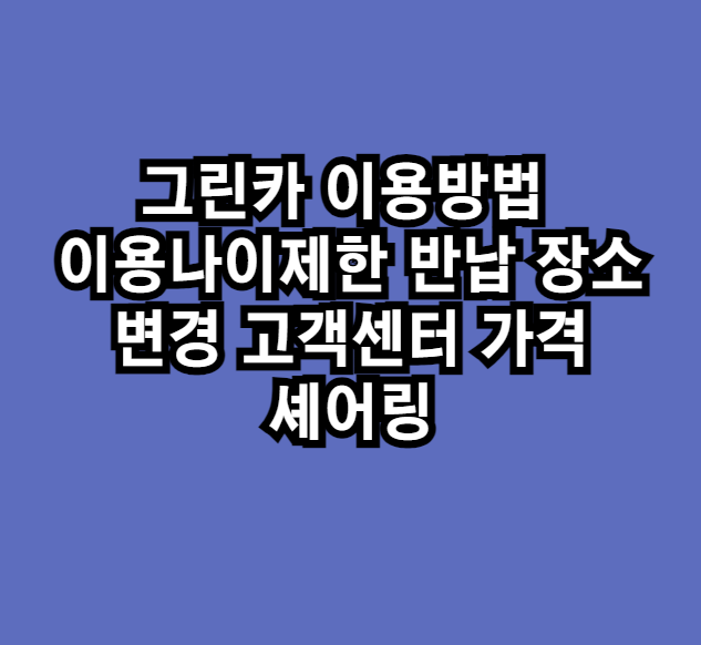 그린카 이용방법 이용나이제한 반납 장소 변경 고객센터 가격 셰어링