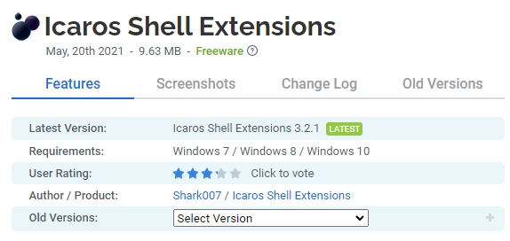 Icaros Shell Extensions 3.3.1 download the new version