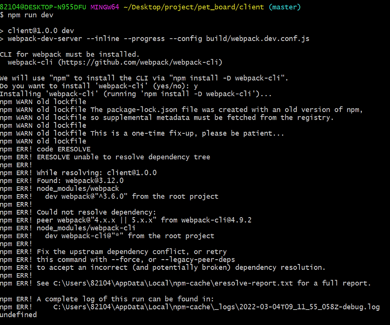  error clone npm install 