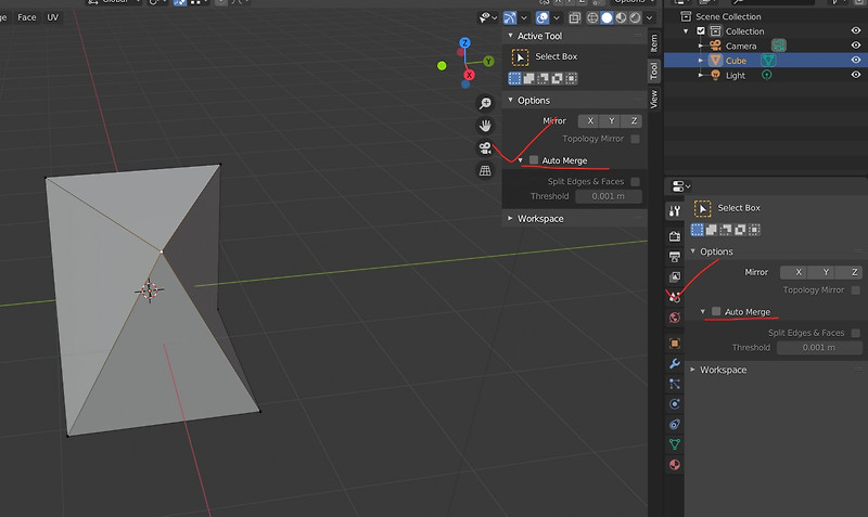 [블렌더 강좌] Vertex Auto Merge 기능
