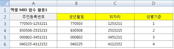 엑셀 MID 함수로 특정 위치 문자, 숫자를 추출할 수 있어요(LEFT, RIGHT)