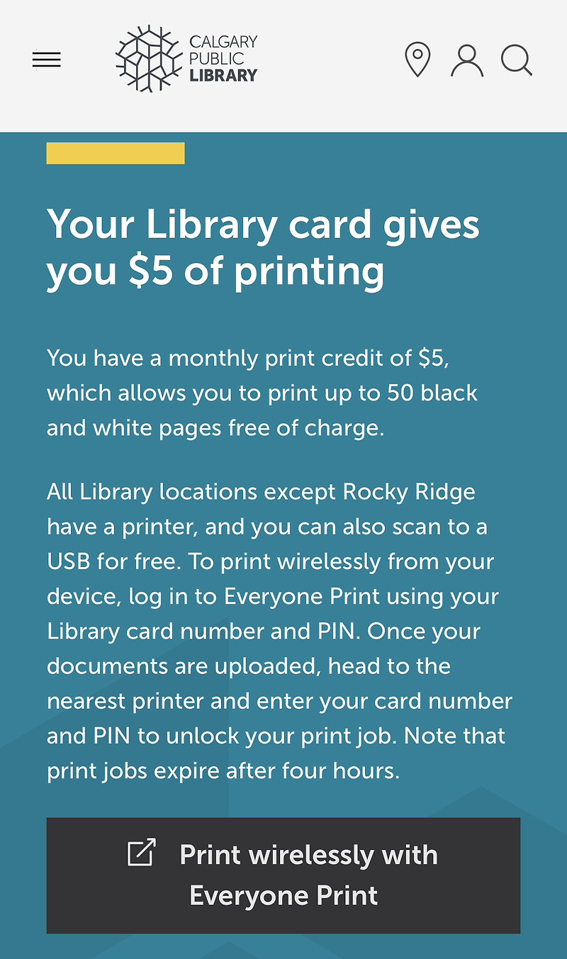 캘거리 도서관 무료 인쇄 (인쇄 사이트 첨부) / Calgary FREE printing