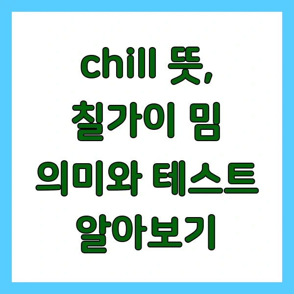 chill 뜻, 칠가이 밈 의미와 테스트 알아보기