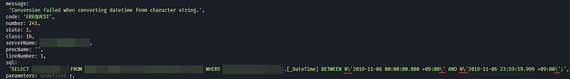 [Node.js] [Sequelize] Conversion failed when converting datetime from ...