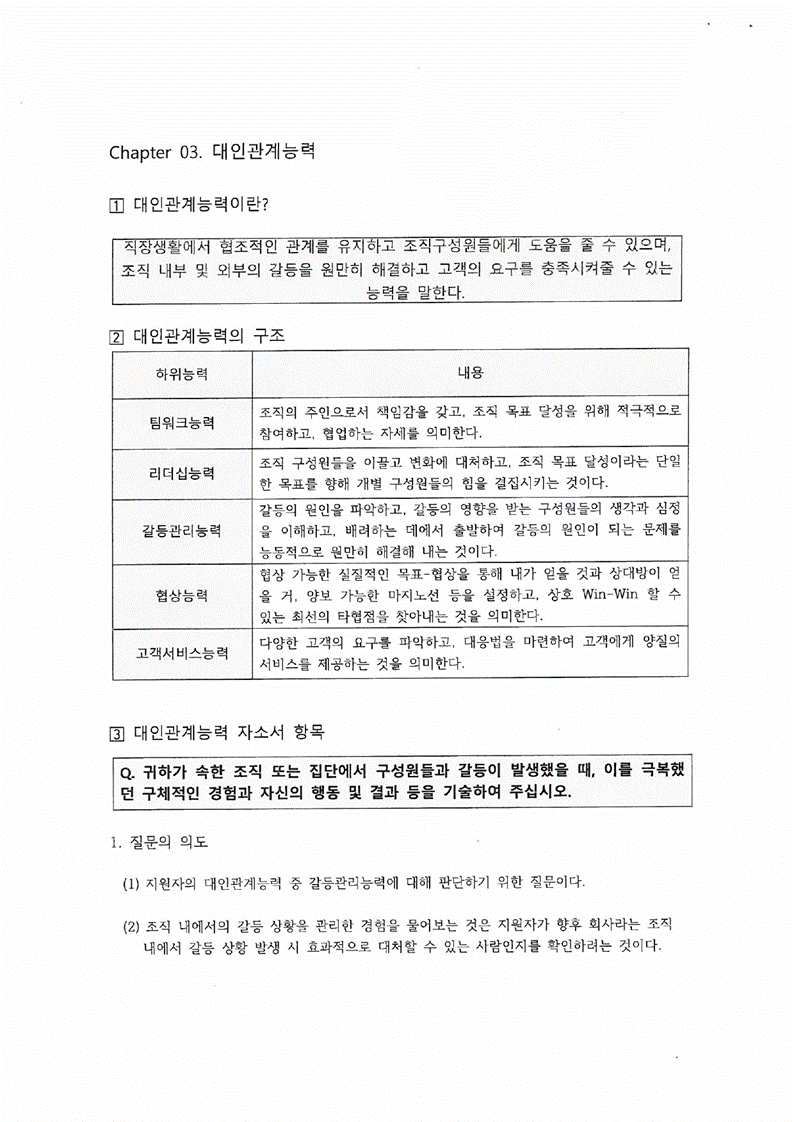 NCS 합격자소서사례 대인관계능력
