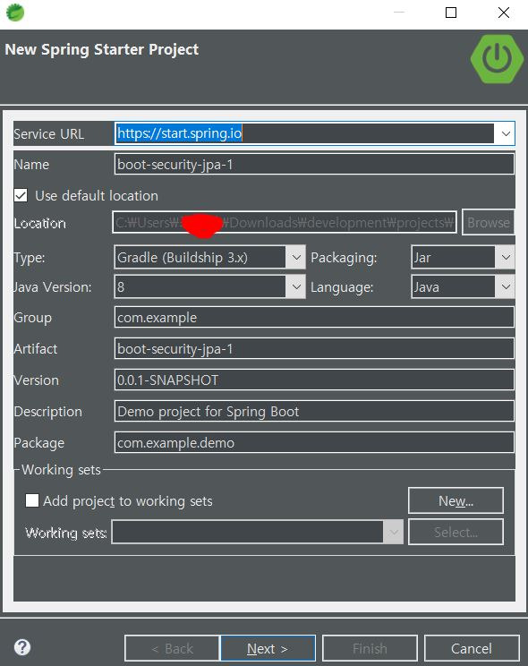 sts4, spring boot(jar), gradle, jpa 시작 웹 개발 블로그