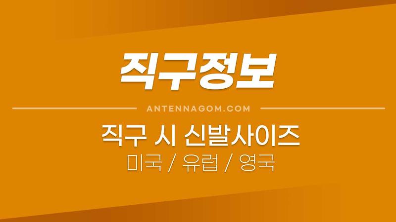 직구시 해외 신발 사이즈표 정리 (미국 / 유럽 / 영국 / 발볼 / 아마존)