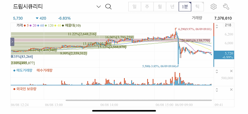 VI 발동 : 상승vi 와 하락vi , 드림시큐리티 매도 후기