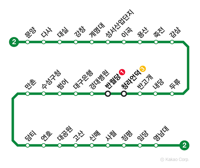 [ 지하철 시간표 - 대구 지하철 2호선 ] 막차 첫차 시간표 및 운행간격 / 노선도 / 가격 및 운임요금 - Daegu Metro Line 2, 大邱 都市鐵道 二號線 - REVEALED KOREA
