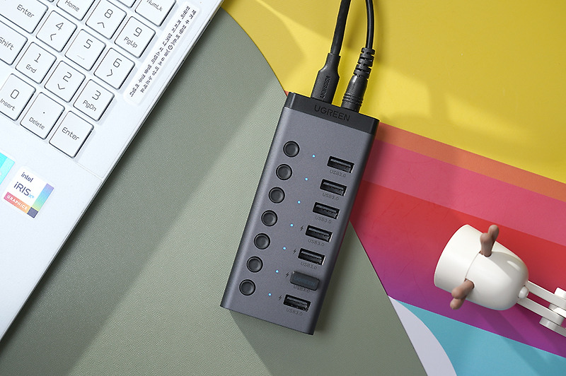 유그린 7포트 유전원 USB 3.0 허브 겸 충전기 장단점 후기!